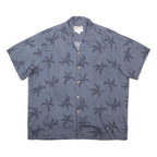 PARADISE FOUND Mens Blue Rayon Palm Tree Print Shirt 2XL Relaxed Fit Summer