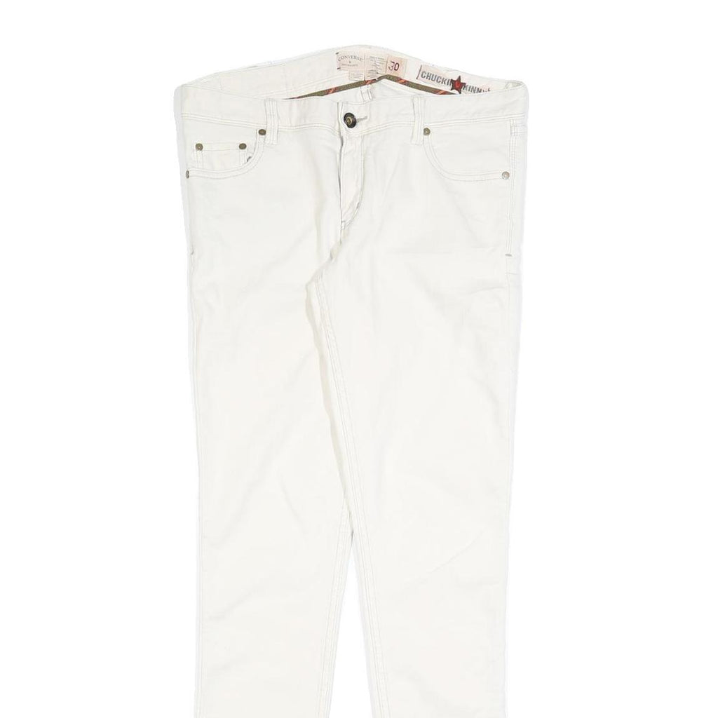 CONVERSE Womens White Slim Slim Fit Denim Jeans Zip W30 L33 Classic Style