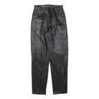 Black Womens Regular Fit Leather Trousers W26 L30 Zip Closure Stylish