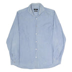 BOSS Mens Blue Plain Shirt M Cotton Blend Classic Button Collar Casual Formal