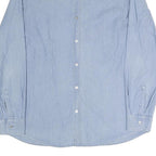 BOSS Mens Blue Plain Shirt M Cotton Blend Classic Button Collar Casual Formal