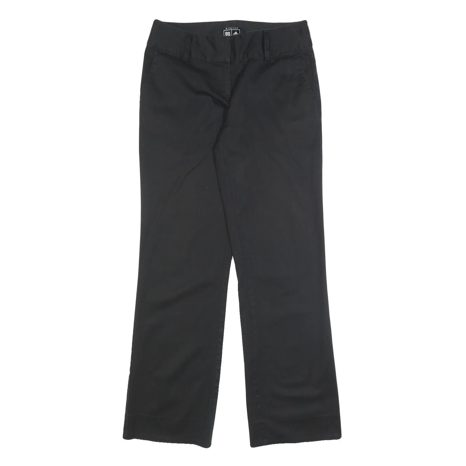 ADIDAS Womens Cotton Blend Black Relaxed Straight Trousers W30 L31 Stylish