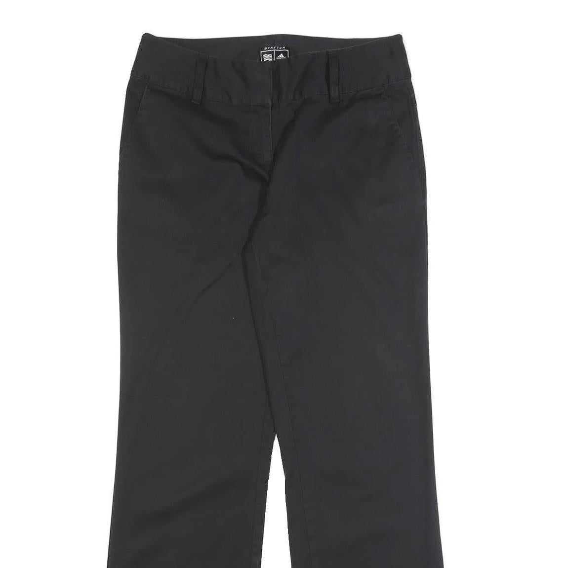 ADIDAS Womens Cotton Blend Black Relaxed Straight Trousers W30 L31 Stylish