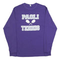 JERZEES Mens Purple & Light Grey Paoli Tennis Graphic Long Sleeve Crew Neck