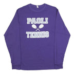 JERZEES Mens Purple & Light Grey Paoli Tennis Graphic Long Sleeve Crew Neck