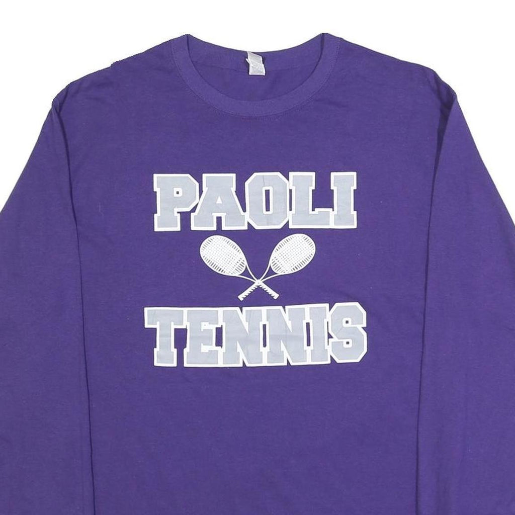 JERZEES Mens Purple & Light Grey Paoli Tennis Graphic Long Sleeve Crew Neck