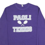 JERZEES Mens Purple & Light Grey Paoli Tennis Graphic Long Sleeve Crew Neck