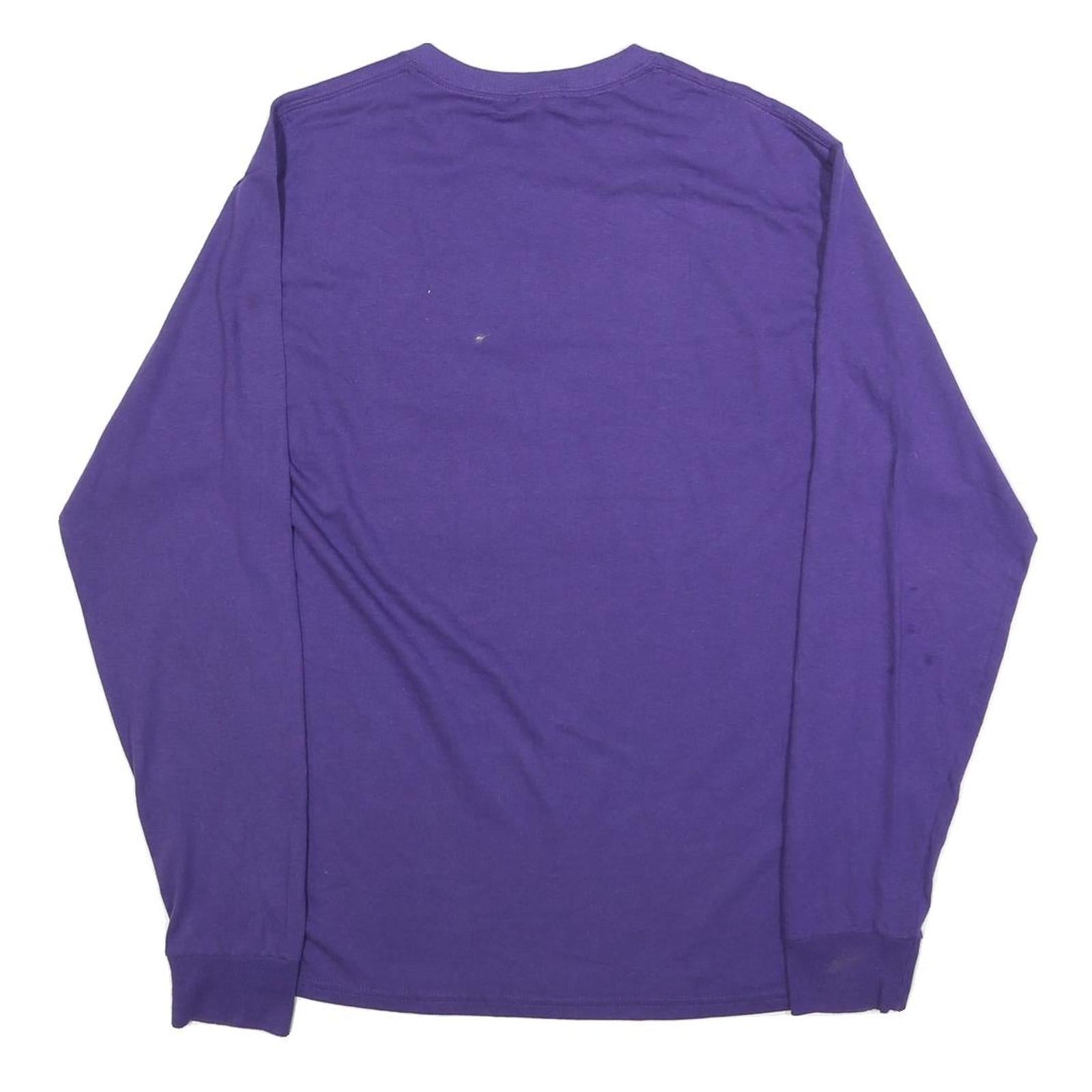 JERZEES Mens Purple & Light Grey Paoli Tennis Graphic Long Sleeve Crew Neck