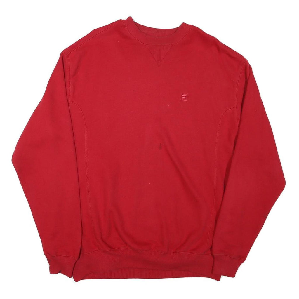FILA Mens Red Crew Neck M Cotton Blend Sweatshirt Pullover Casual