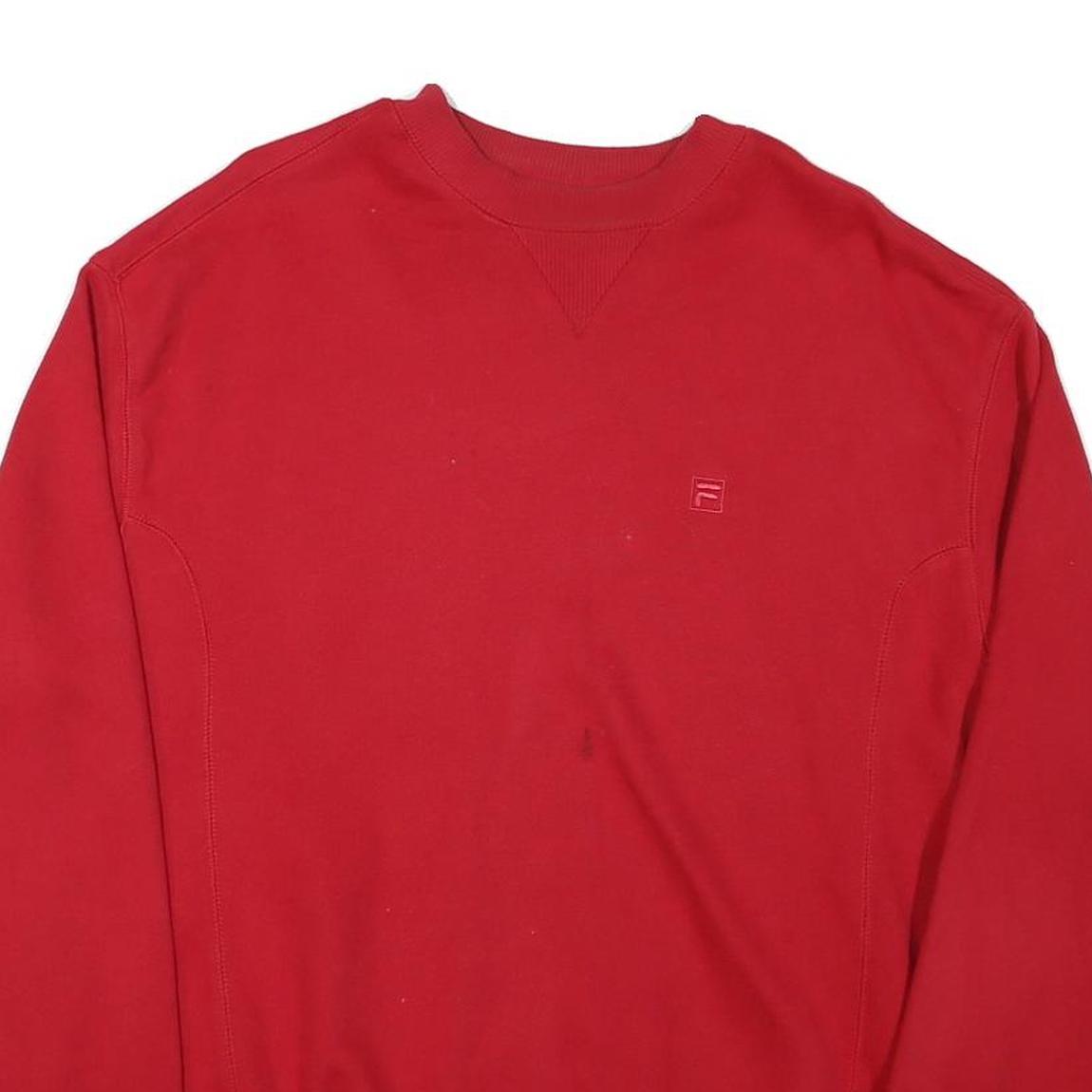 FILA Mens Red Crew Neck M Cotton Blend Sweatshirt Pullover Casual