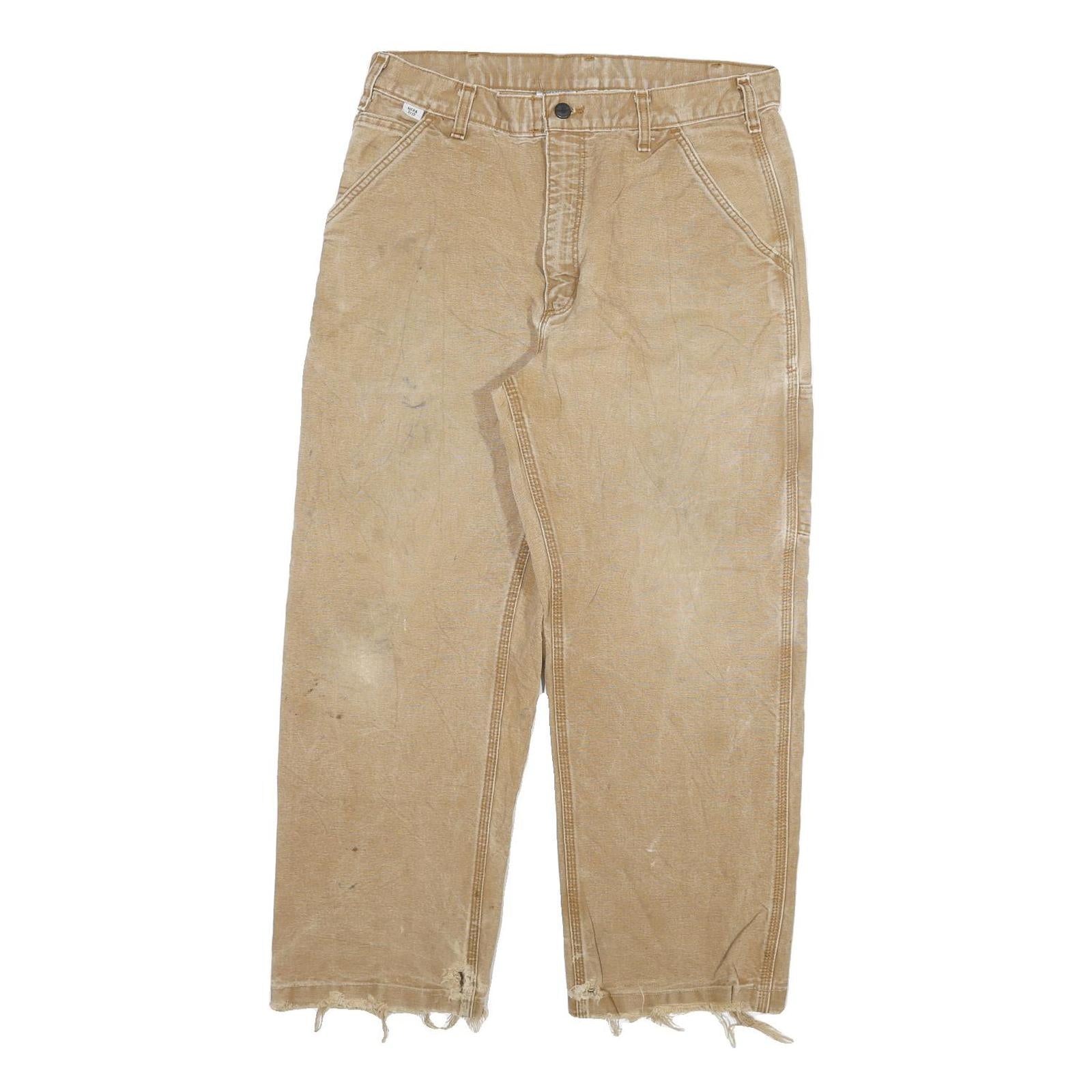 CARHARTT Mens Regular Fit Beige Denim Jeans W32 L26 Workwear Zip Closure