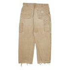 CARHARTT Mens Regular Fit Beige Denim Jeans W32 L26 Workwear Zip Closure