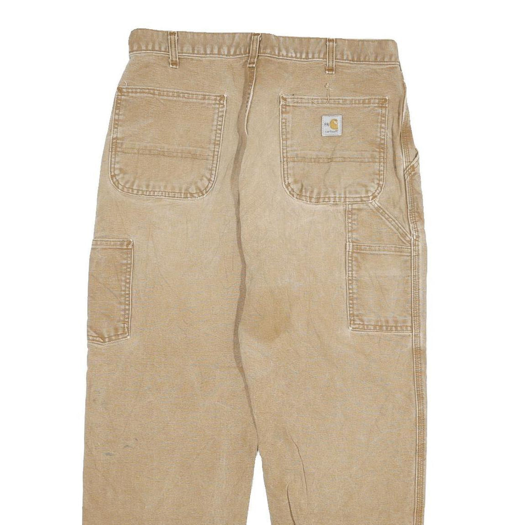 CARHARTT Mens Regular Fit Beige Denim Jeans W32 L26 Workwear Zip Closure
