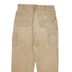 CARHARTT Mens Regular Fit Beige Denim Jeans W32 L26 Workwear Zip Closure