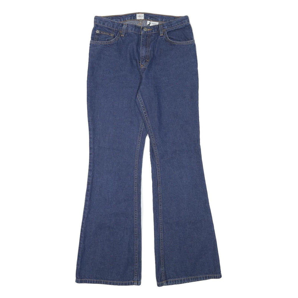 Calvin Klein Womens Regular Fit Flared Denim Blue W27 L29 Classic Zip Jeans