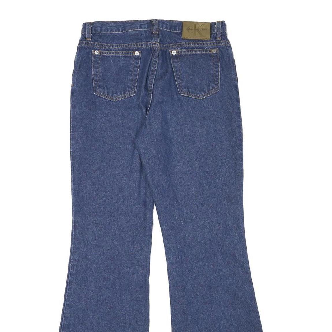 Calvin Klein Womens Regular Fit Flared Denim Blue W27 L29 Classic Zip Jeans