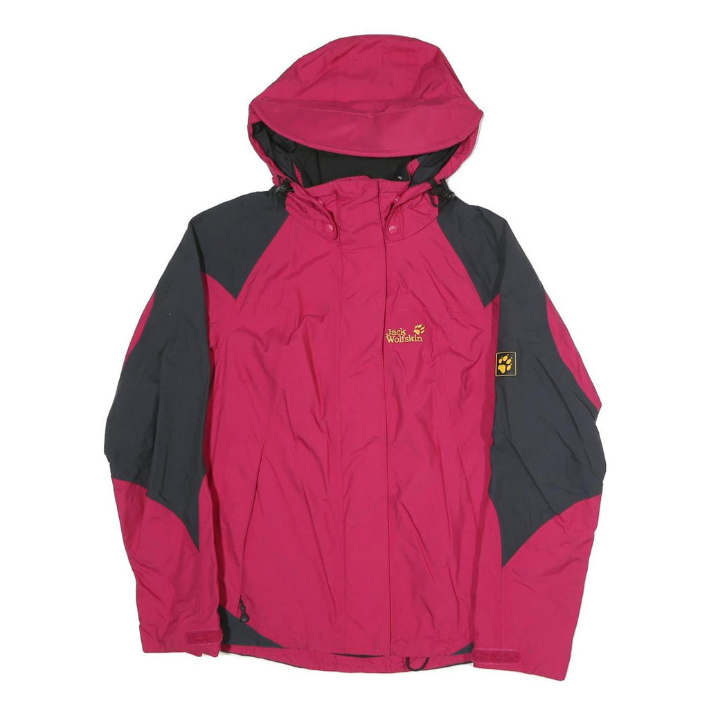 JACK WOLFSKIN Womens Pink & Grey Outdoor Jacket UK 10 Polyester Blend Zip Hooded