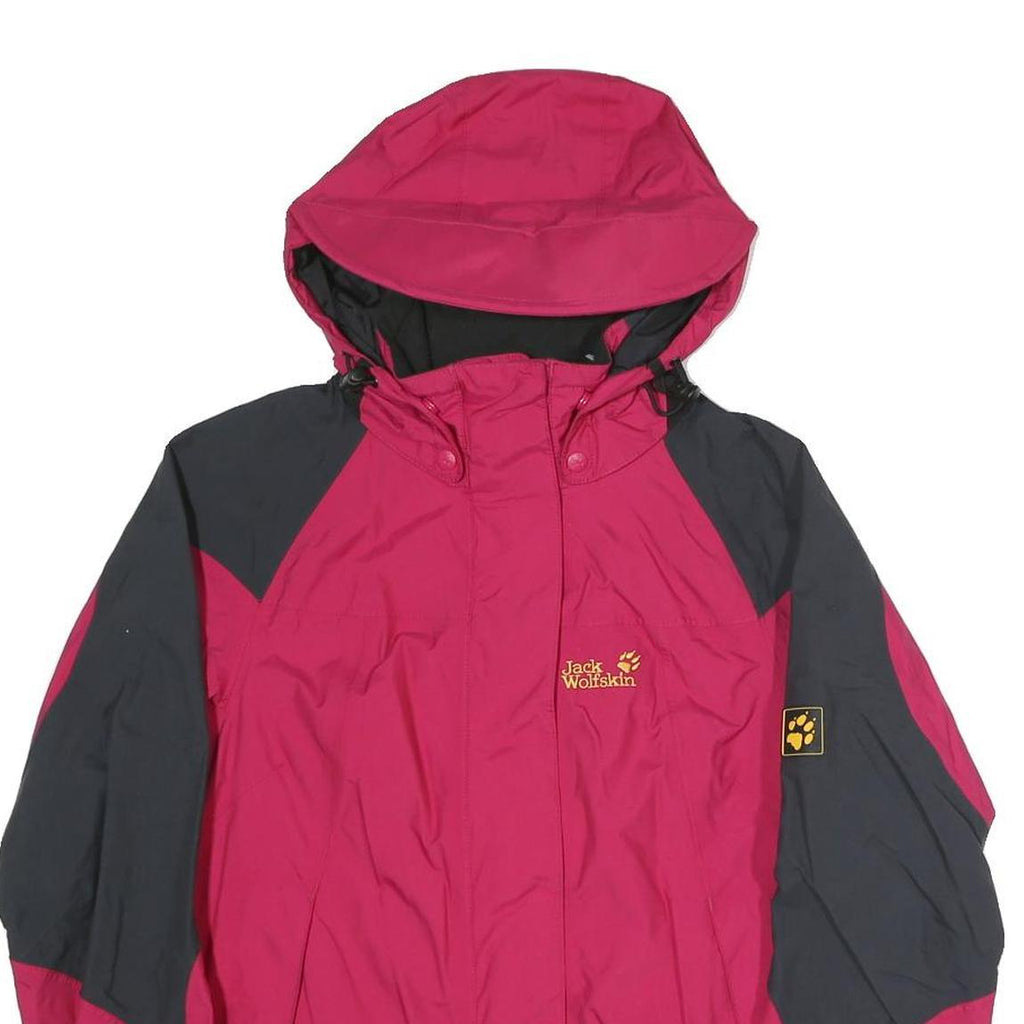 JACK WOLFSKIN Womens Pink & Grey Outdoor Jacket UK 10 Polyester Blend Zip Hooded