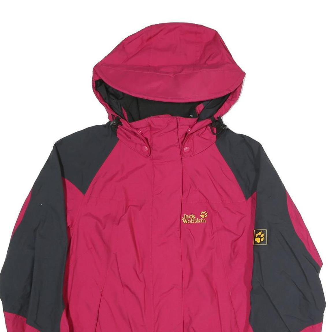 JACK WOLFSKIN Womens Pink & Grey Outdoor Jacket UK 10 Polyester Blend Zip Hooded