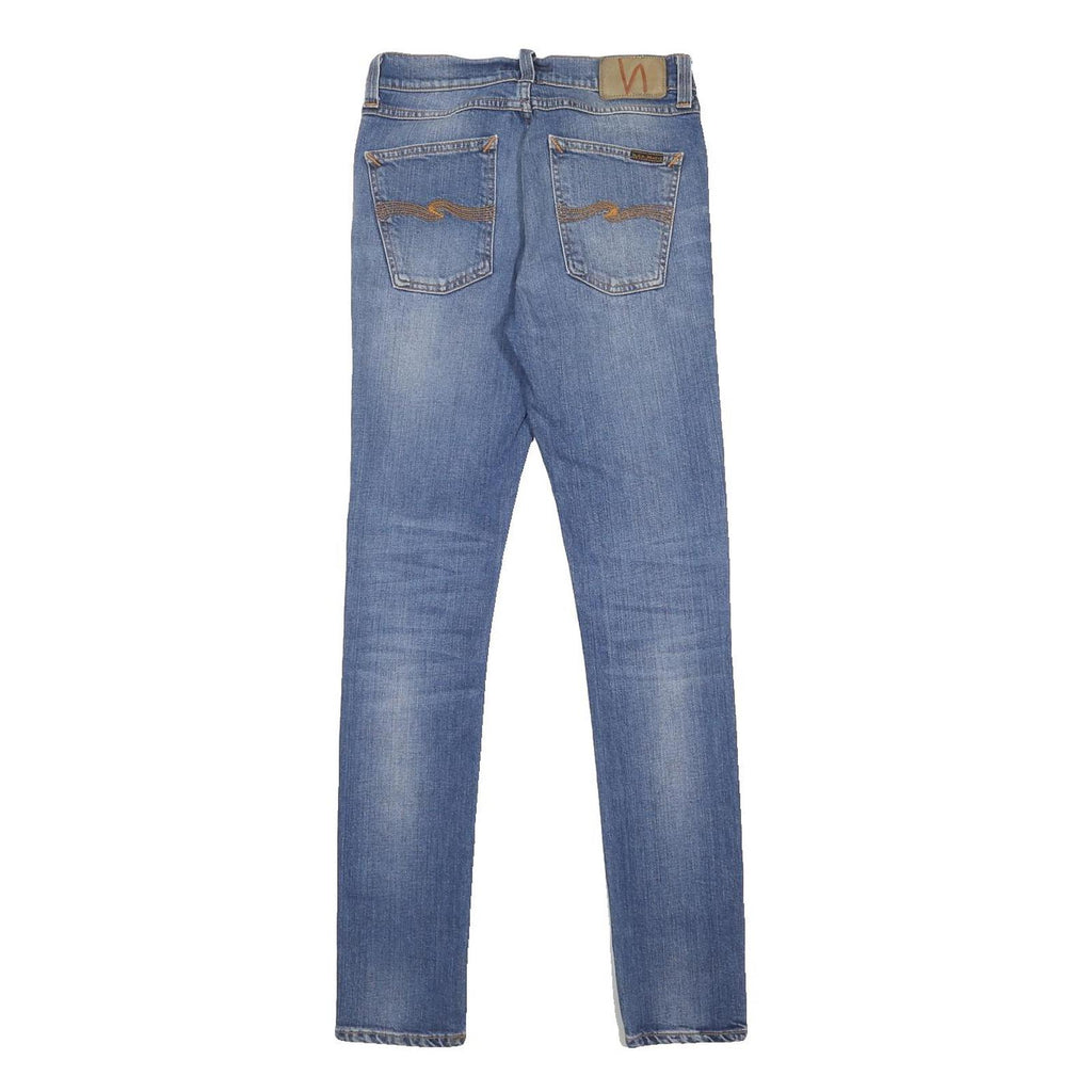 NUDIE JEANS Mens Slim Blue Denim Light W27 L32 Zip Pocket Casual Jeans