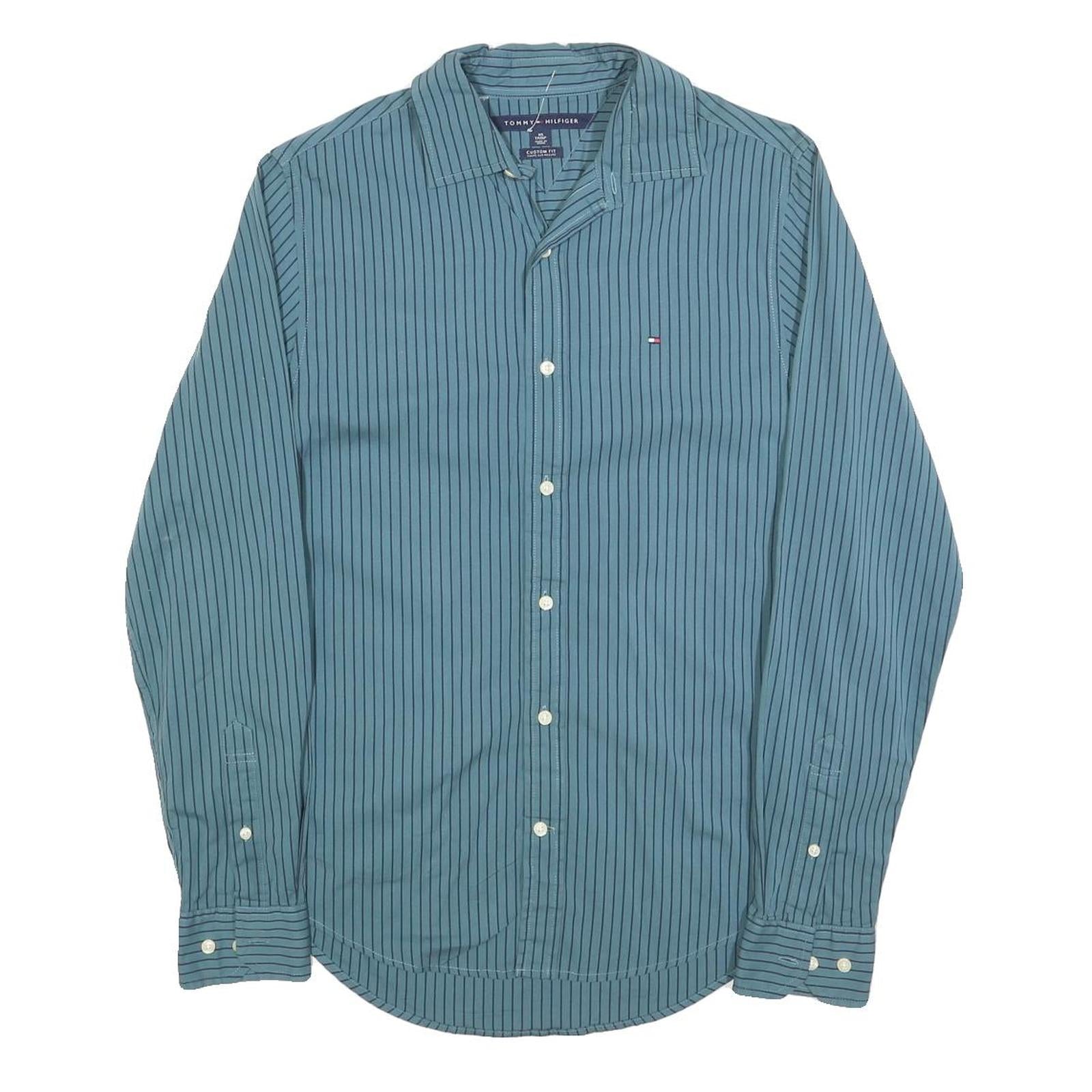 TOMMY HILFIGER Mens Blue Striped Shirt XS Classic Button Down Casual