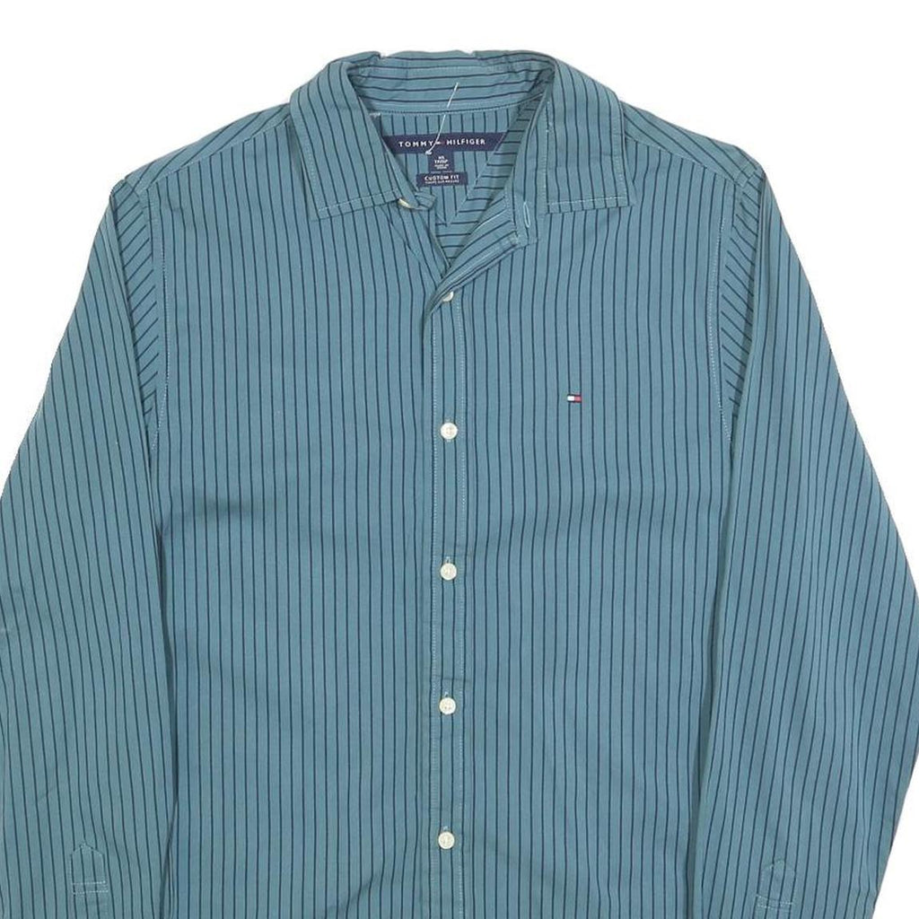 TOMMY HILFIGER Mens Blue Striped Shirt XS Classic Button Down Casual