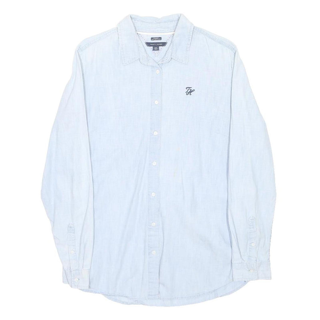 TOMMY HILFIGER Womens Blue Shirt L Cotton Long Sleeve Casual Button Up
