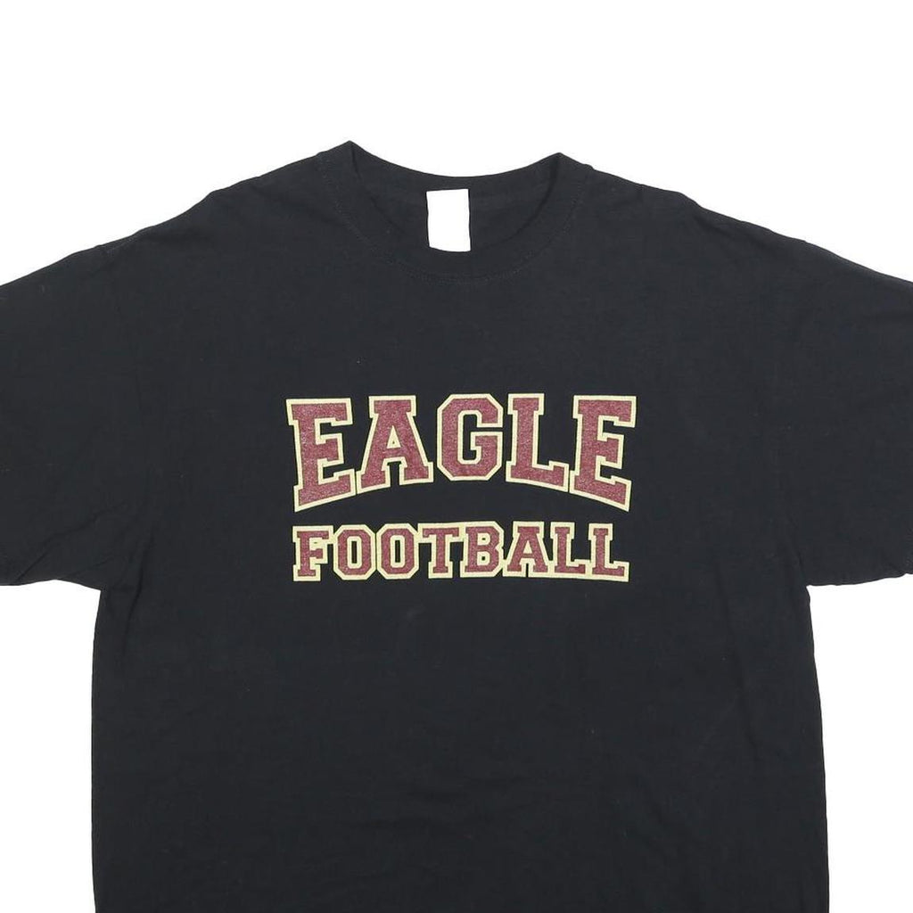 PORT & COMPANY Mens Black Eagle Football T-Shirt XL Short Sleeve Crew Neck