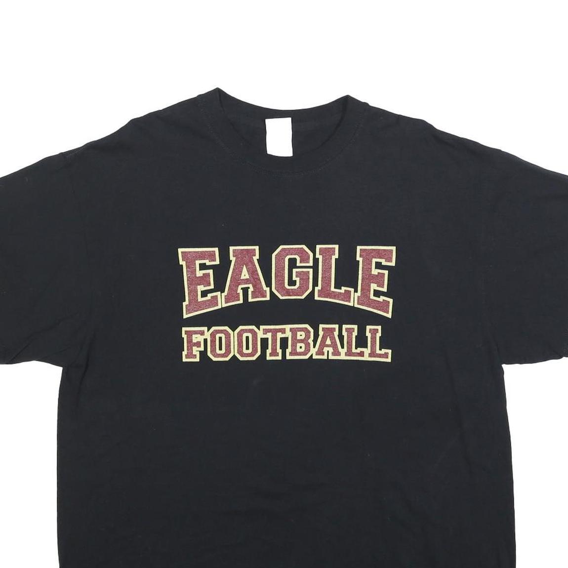 PORT & COMPANY Mens Black Eagle Football T-Shirt XL Short Sleeve Crew Neck