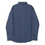 MICHAEL KORS Mens Blue Patterned Shirt XL Cotton Blend Button Down Long Sleeve