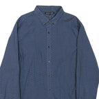 MICHAEL KORS Mens Blue Patterned Shirt XL Cotton Blend Button Down Long Sleeve