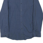 MICHAEL KORS Mens Blue Patterned Shirt XL Cotton Blend Button Down Long Sleeve