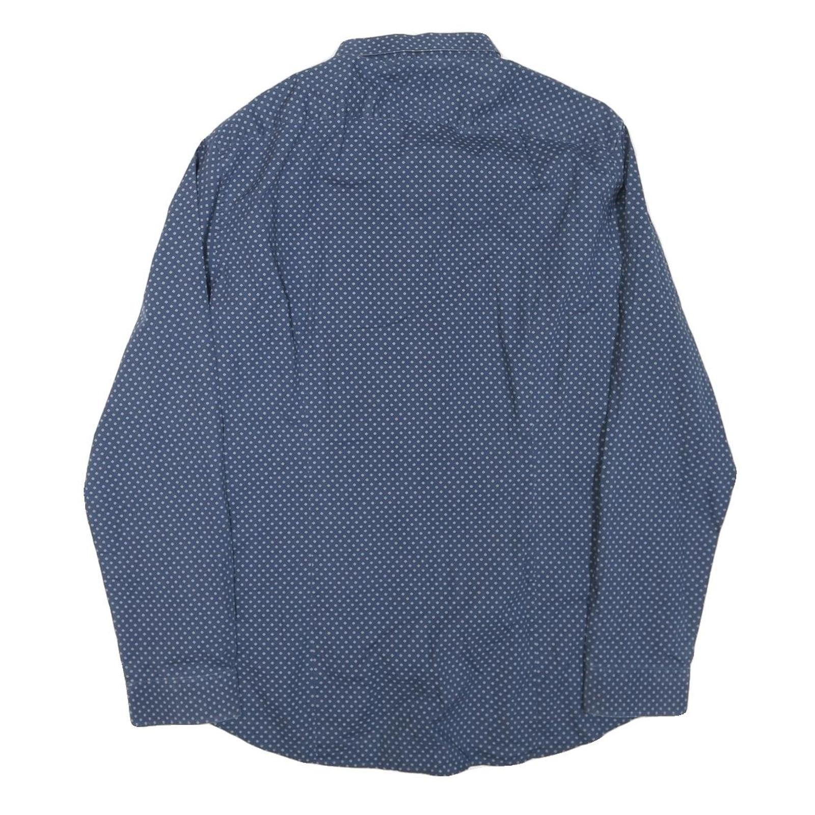 MICHAEL KORS Mens Blue Patterned Shirt XL Cotton Blend Button Down Long Sleeve