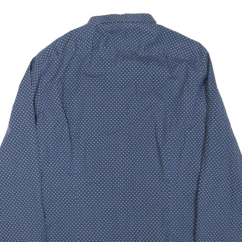 MICHAEL KORS Mens Blue Patterned Shirt XL Cotton Blend Button Down Long Sleeve