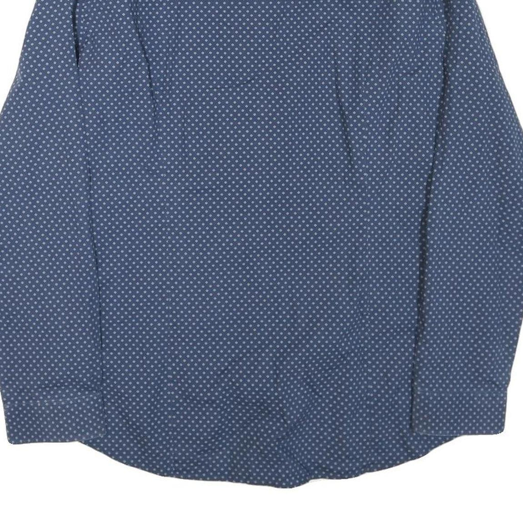 MICHAEL KORS Mens Blue Patterned Shirt XL Cotton Blend Button Down Long Sleeve