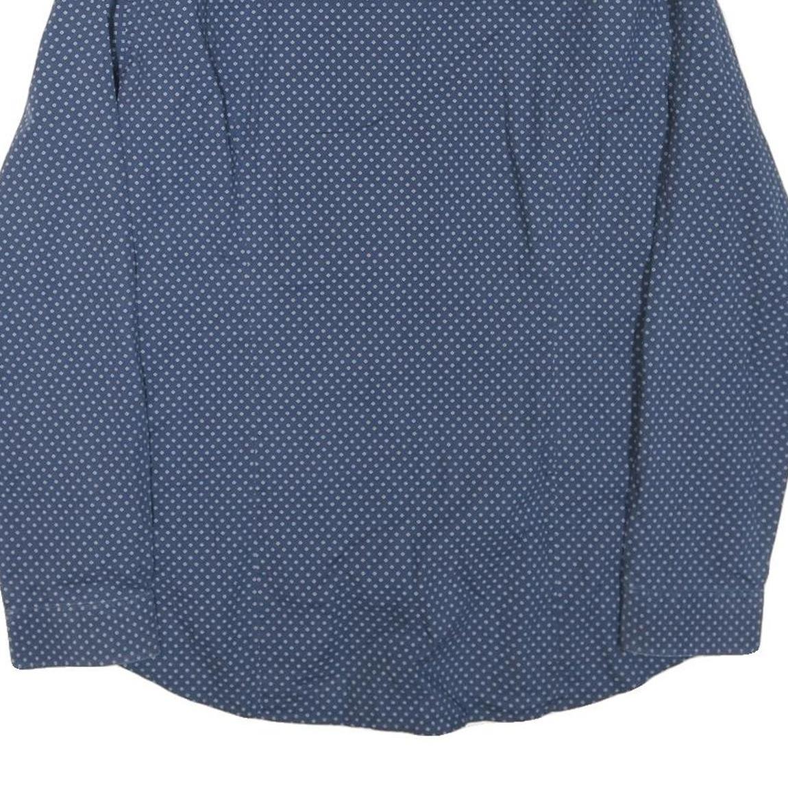 MICHAEL KORS Mens Blue Patterned Shirt XL Cotton Blend Button Down Long Sleeve