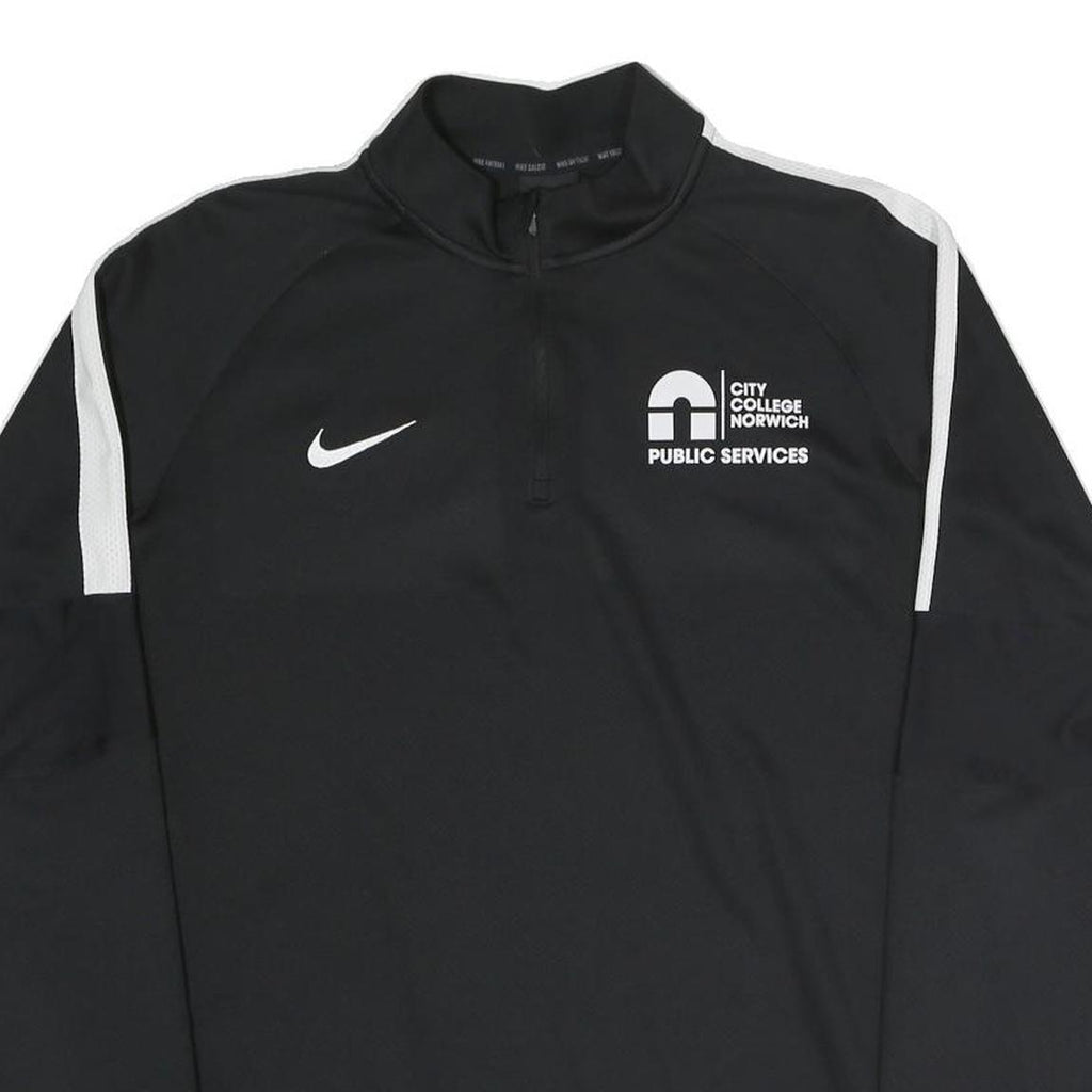 NIKE Mens Black & White City College Norwich Public Services 1/4 Zip L
