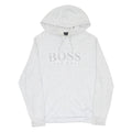 HUGO BOSS Mens Light Grey Cotton Blend Pullover Hoodie 2XL BOSS Logo