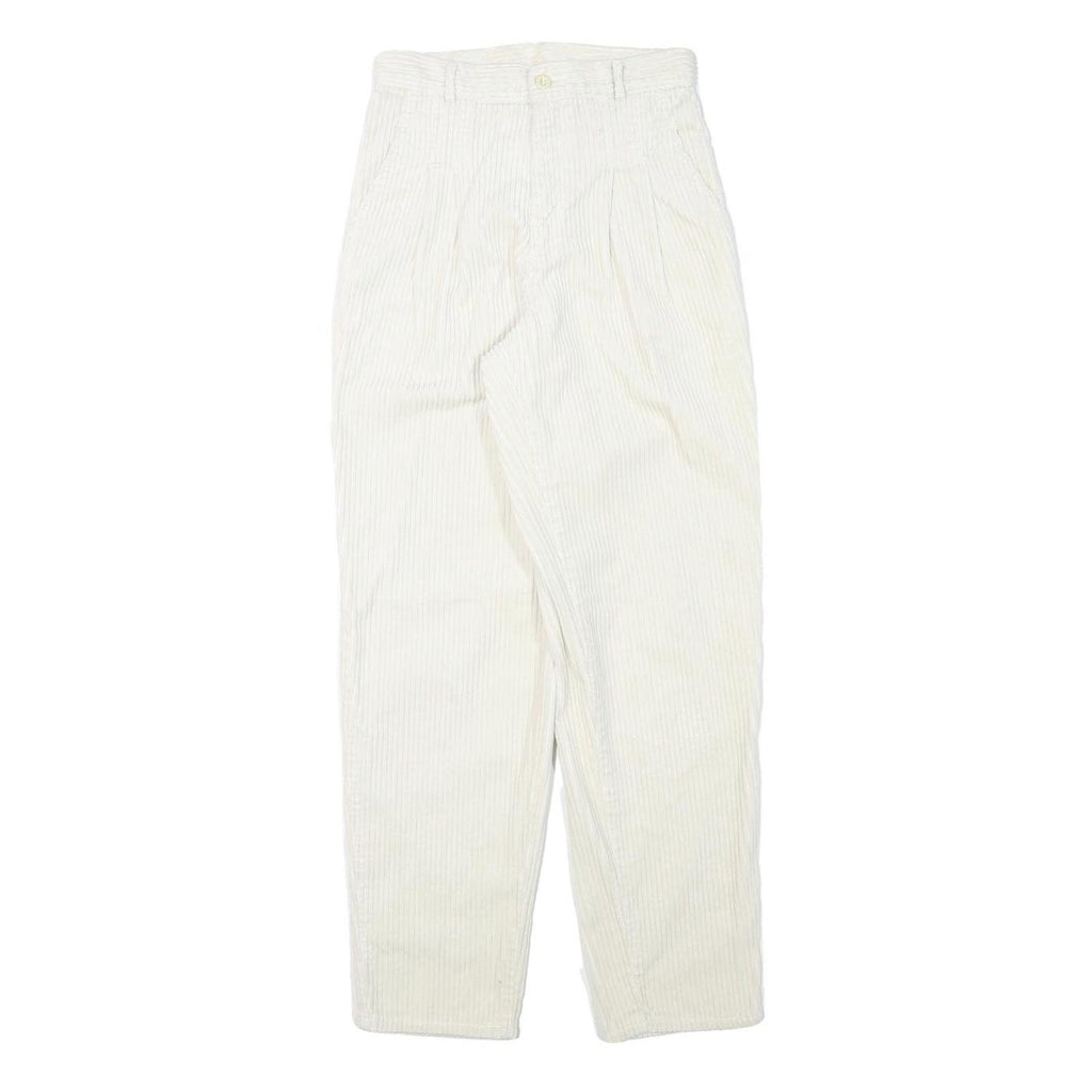 Cream Womens Relaxed Fit Cotton Blend Straight Leg Trousers W25 L29 Casual