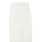 Cream Womens Relaxed Fit Cotton Blend Straight Leg Trousers W25 L29 Casual