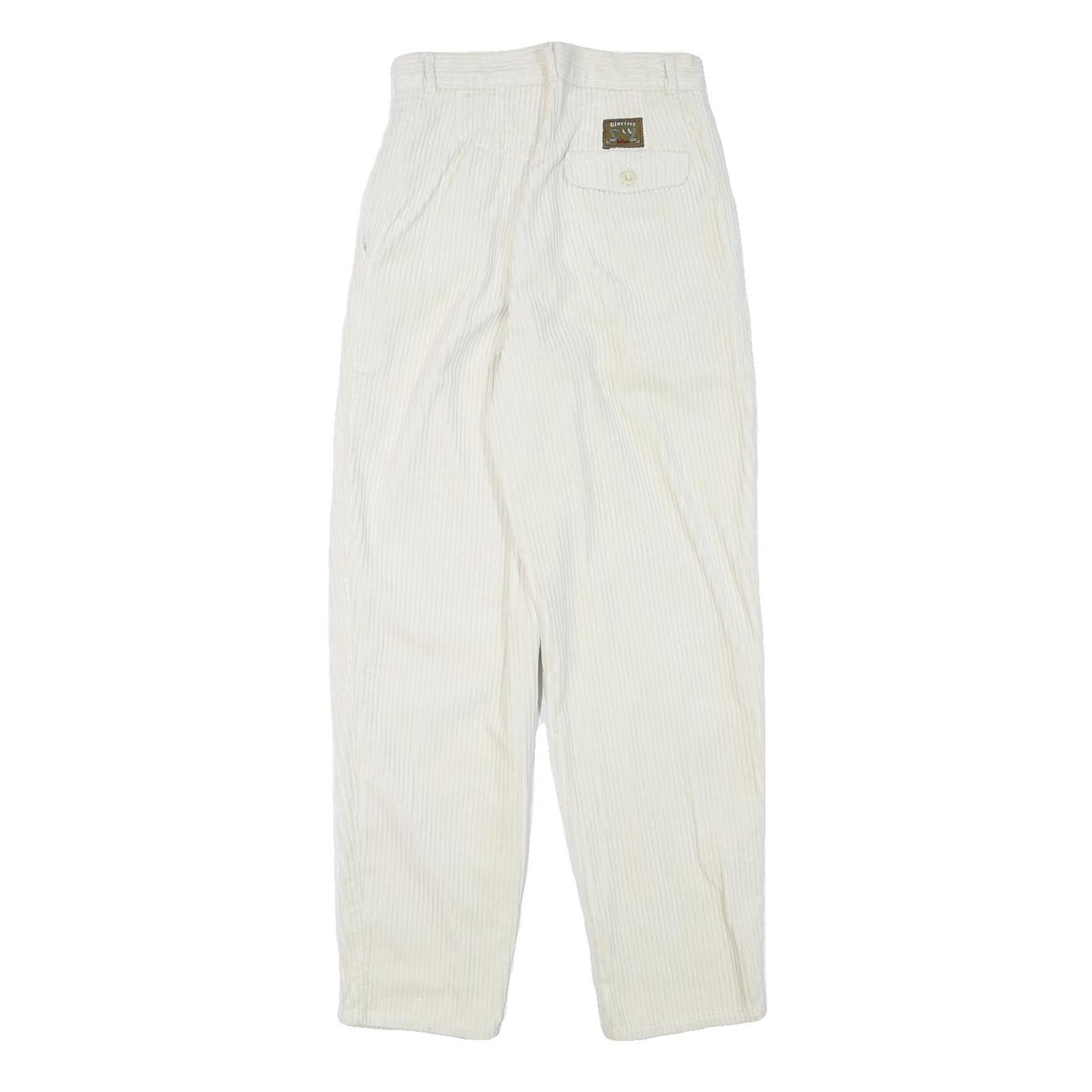 Cream Womens Relaxed Fit Cotton Blend Straight Leg Trousers W25 L29 Casual