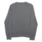 TOMMY HILFIGER Mens Grey Plain Cotton Blend Crew Neck Basic Knit Jumper L