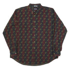 NAUTICA Mens Black & Maroon Paisley Patterned Shirt XL Cotton Blend Classic