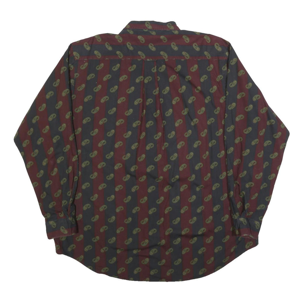 NAUTICA Mens Black & Maroon Paisley Patterned Shirt XL Cotton Blend Classic