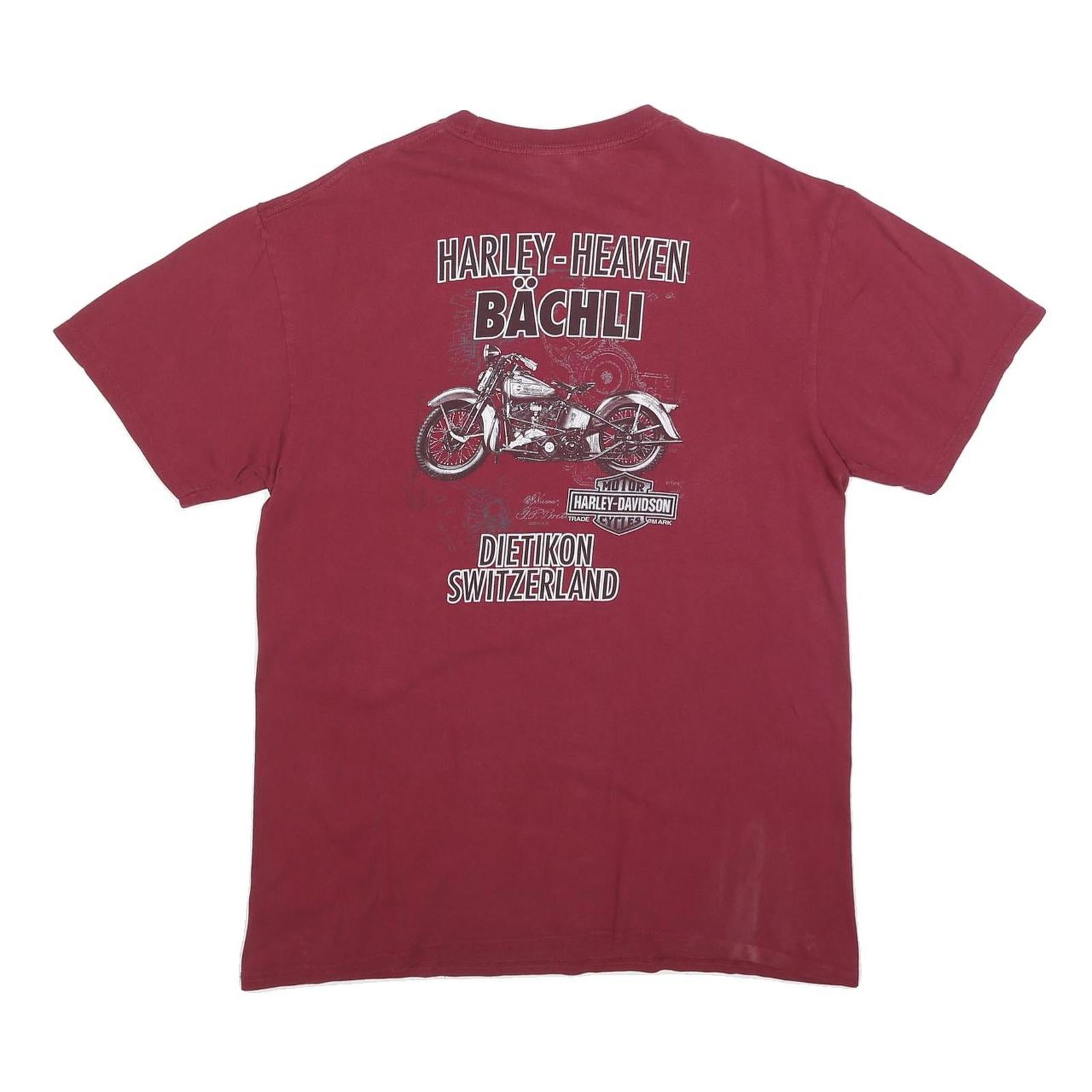 HARLEY DAVIDSON Mens Maroon Graphic T-Shirt L Short Sleeve Crew Neck Bächli