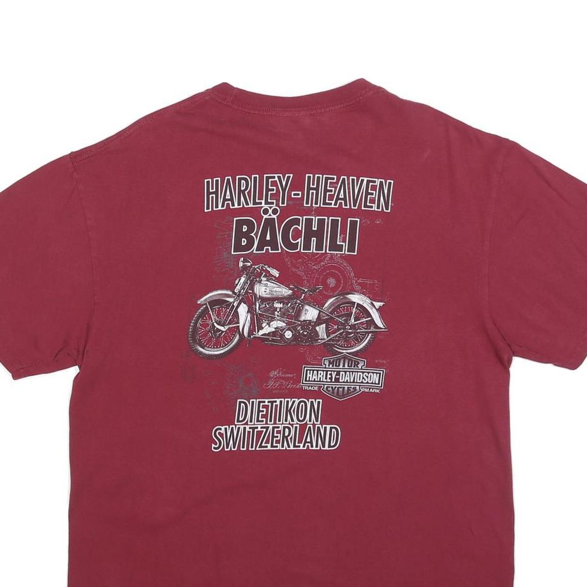 HARLEY DAVIDSON Mens Maroon Graphic T-Shirt L Short Sleeve Crew Neck Bächli