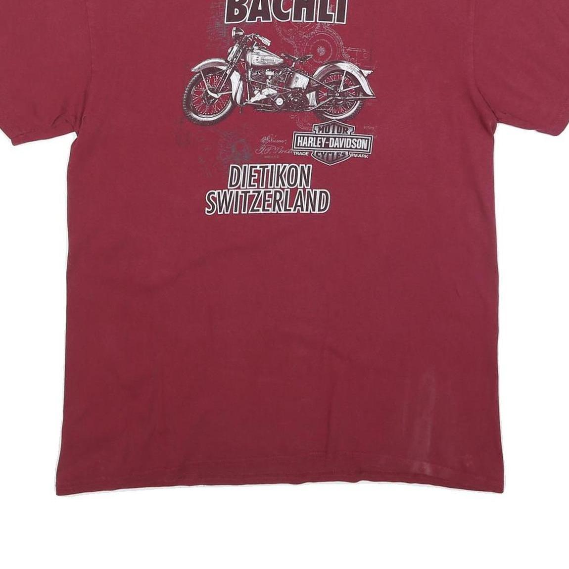 HARLEY DAVIDSON Mens Maroon Graphic T-Shirt L Short Sleeve Crew Neck Bächli