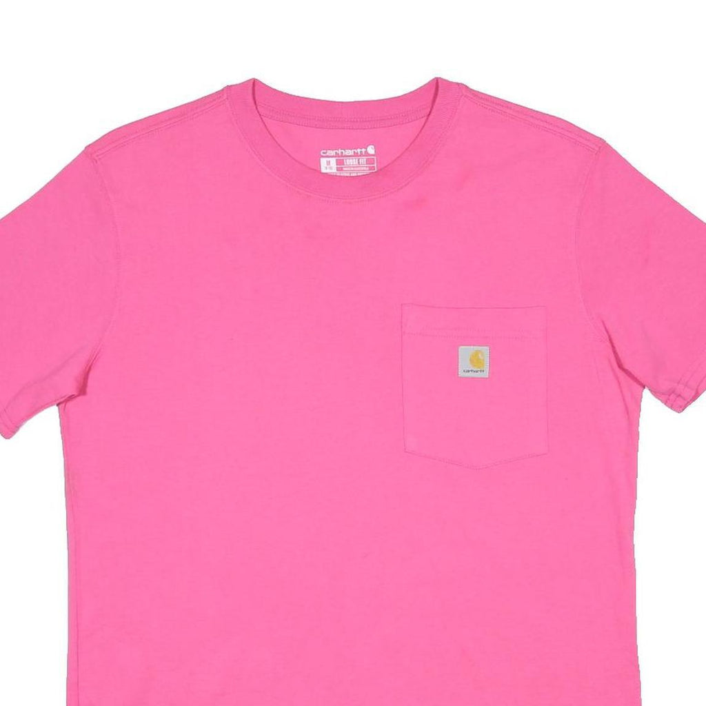 CARHARTT Womens Pink Pocket T-Shirt M Short Sleeve Crew Neck Cotton Blend Casual