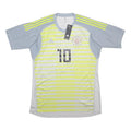 ADIDAS Mens White & Grey Football Shirt L Short Sleeve V-Neck Number 10 Sports