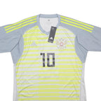 ADIDAS Mens White & Grey Football Shirt L Short Sleeve V-Neck Number 10 Sports